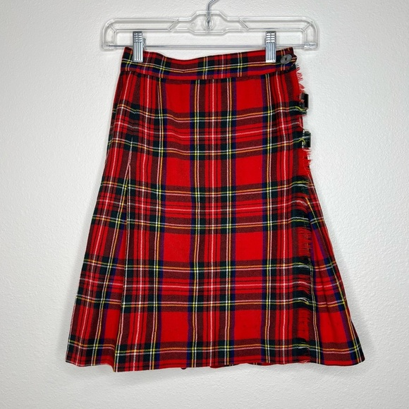 Vintage Florence Walsh Classic Red Scottish Tartan Plaid Wool Pleated Kilt Skirt - Picture 1 of 10